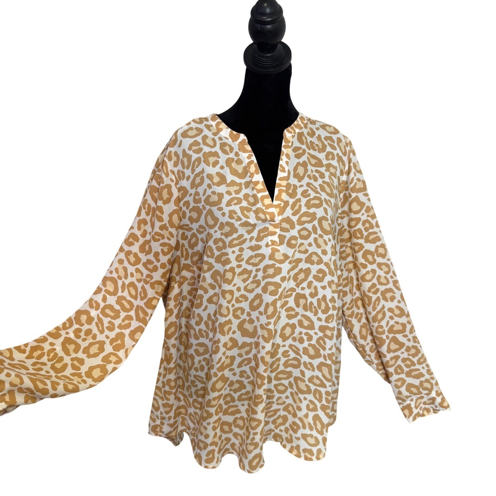 Torrid Animal‎ Print Hi Low Tunic Top Size L Office Casual Leopard Georgette